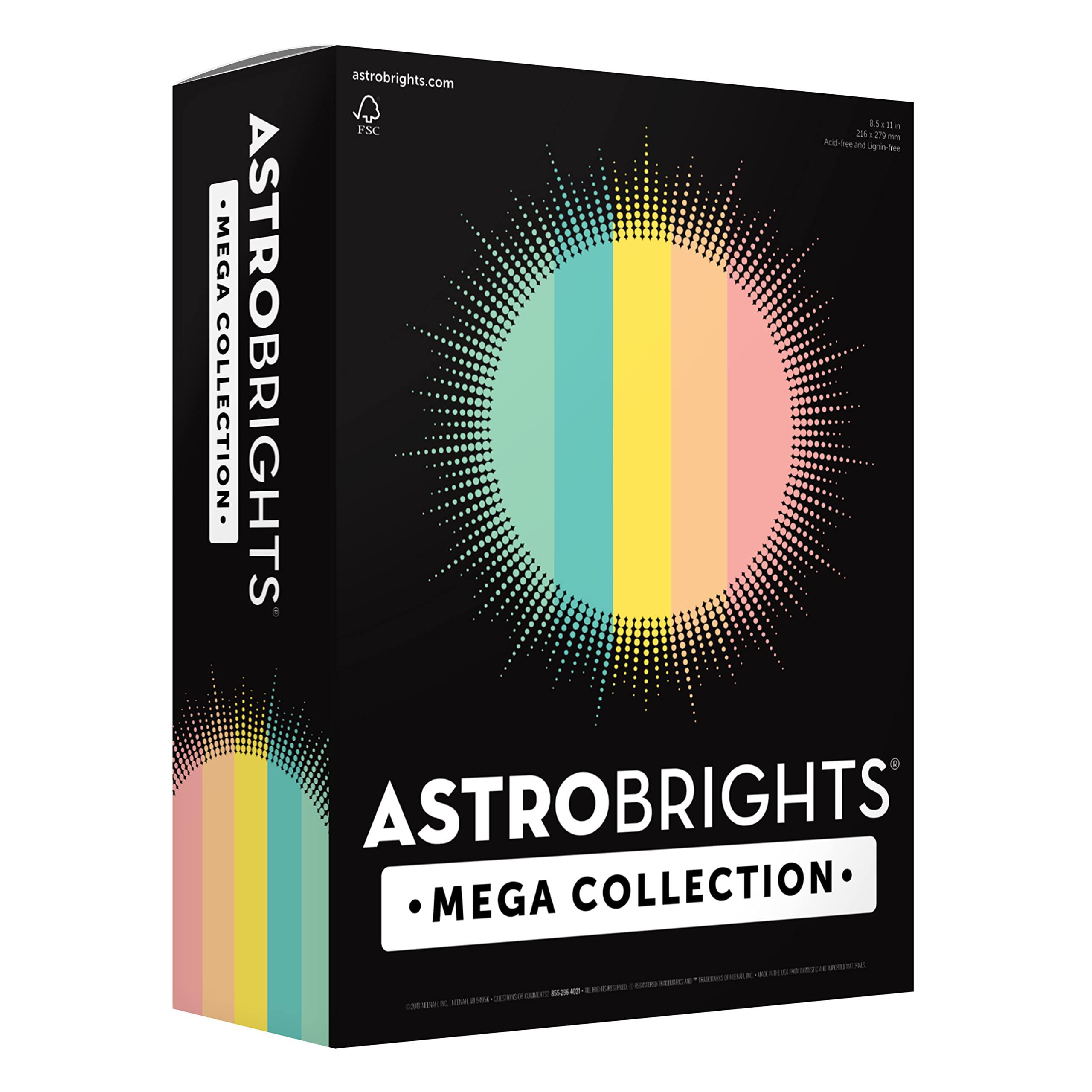 Astrobrights RNAB09Y681BML astrobrights mega collection, colored cardstock,  punchy pastel 5-color assortment, 320 sheets, 65 lb./176 gsm, 8.5 x 11 - m
