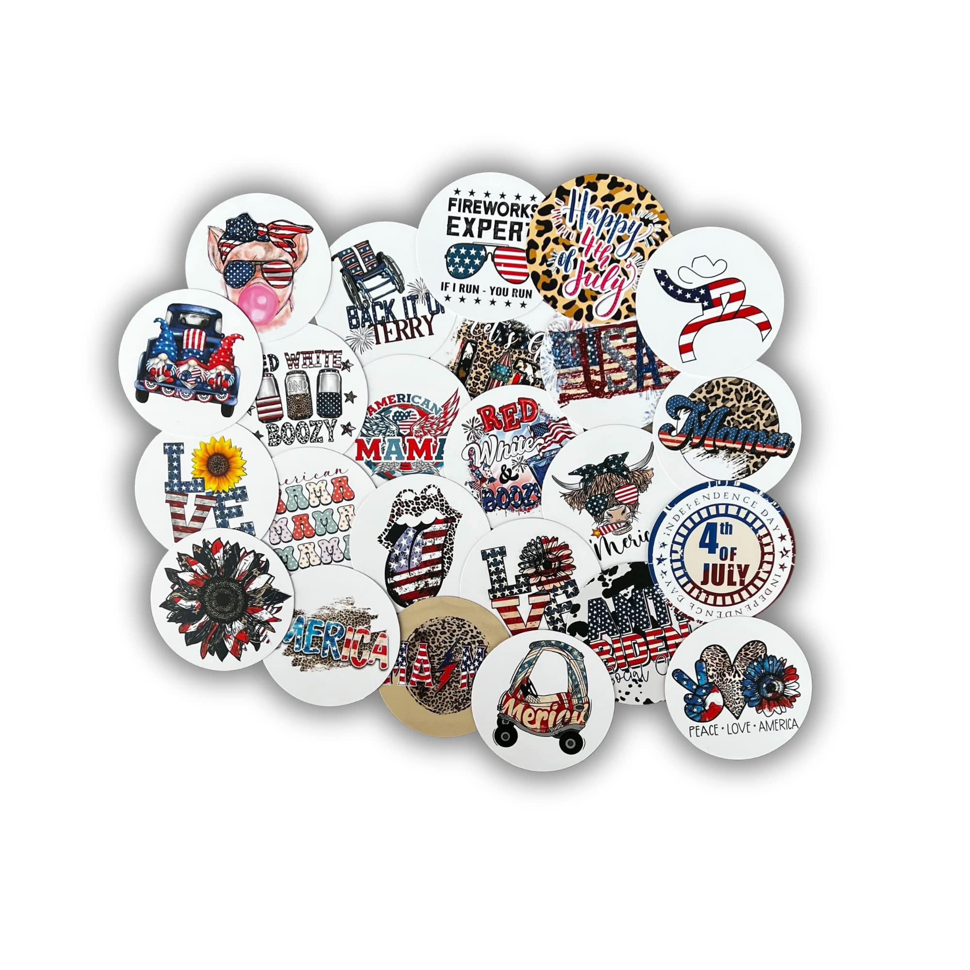 Lashicorn 4th of july freshie cardstock circles cutouts rounds 2.5 inches | 24 pk mixed | oven bake for aroma beads heavy weight paper 