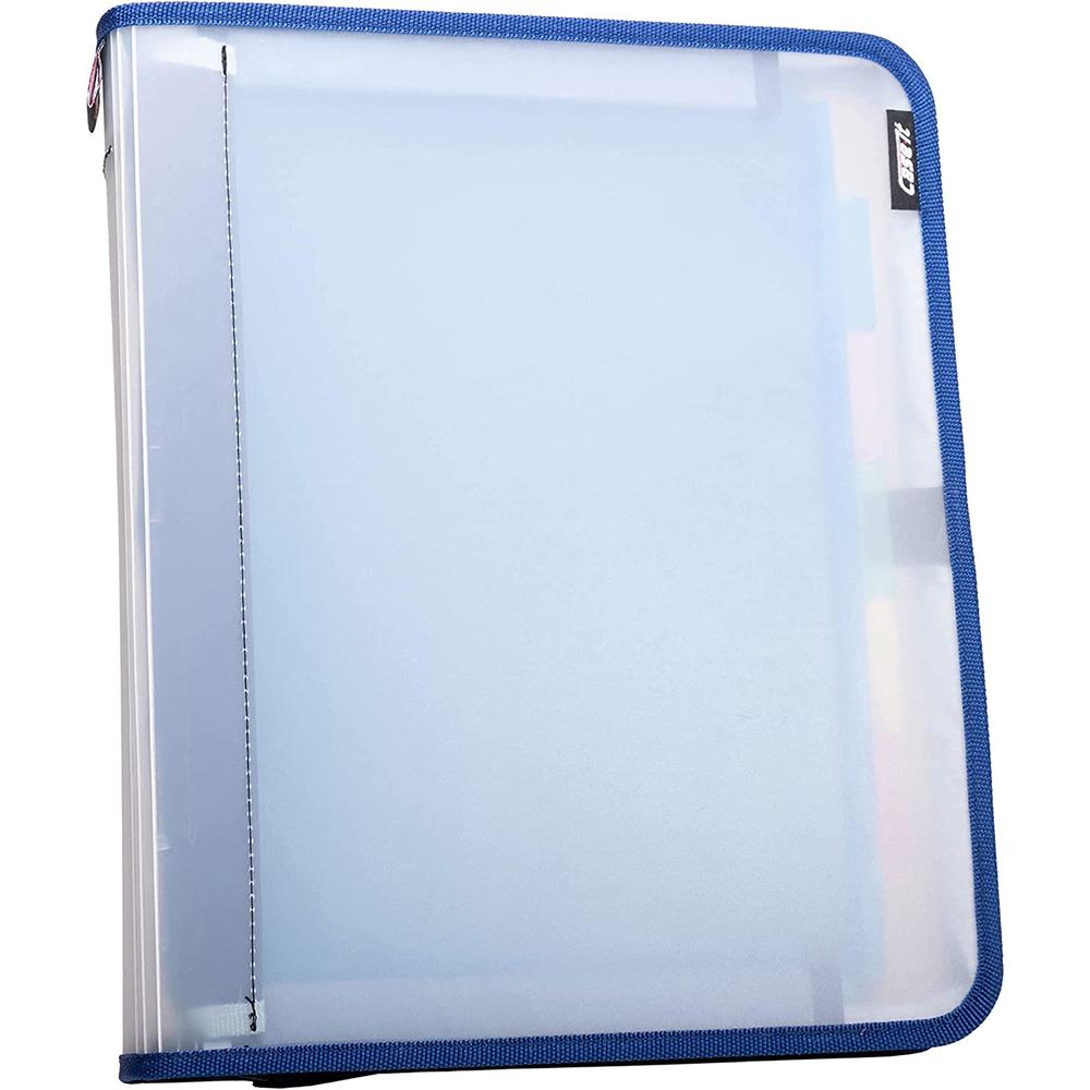 Case It case-it transulcent slim go tab zipper binder, 1" o-ring with 5-color tabs, expanding file folder, ps-425-slim, blue
