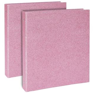 Paper Junkie RNAB093SDBMB3 2 pack sparkly pink 3 ring binder with