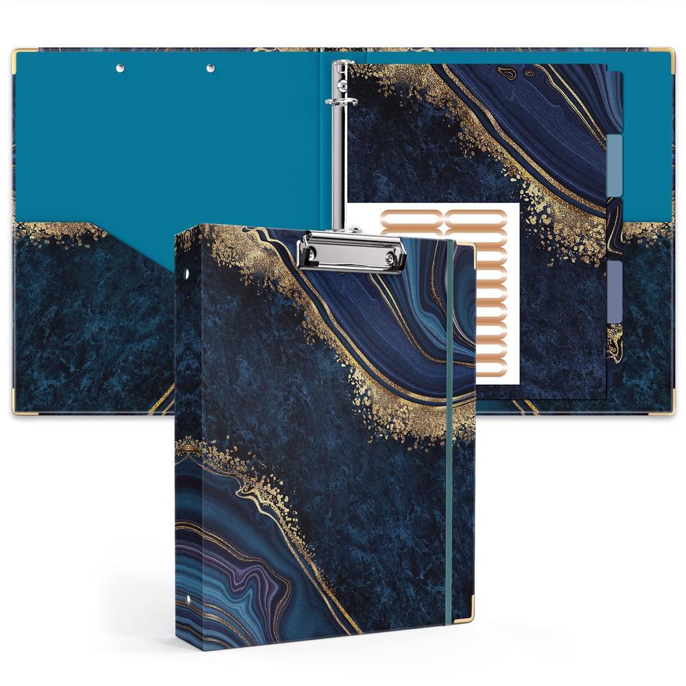 ospelelf 3 ring binder 1 inch, cute binder for letter size (11" x 8.5") with 5 tab dividers, file folder labels and low profi
