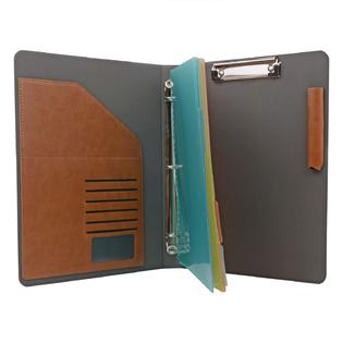 iCarryAlls Binder Portfolio Organizer with Color File Folders, Business and Interview Padfolio with 3-Ring Binder, Clipboard