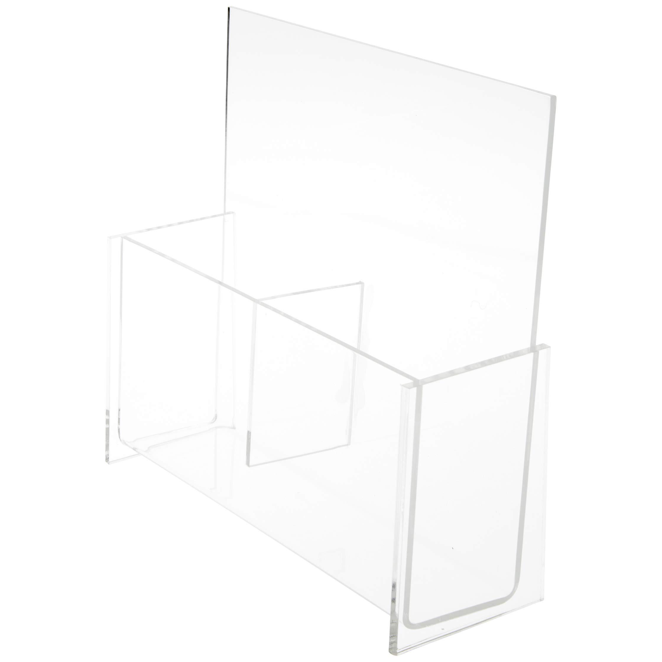 plymor clear acrylic 2-pocket tri-fold paper/brochure literature holder (for countertop), fits 4" wide items