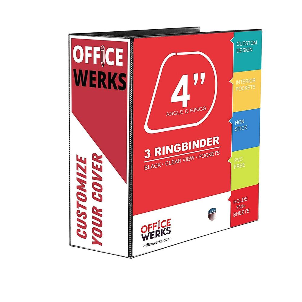 Ring Binder Depot 3 ring binder, professional angle d ring binder 4 inch, presentation folder for standard pages 8.5 x 11 with pockets, crystal