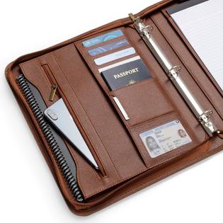 Forevermore Portfolios RNAB08BF3GBN5 forevermore portfolios portfolio  organizer - 1.5 ring binder with notepad - zippered storage pouch for  papers, travel docume