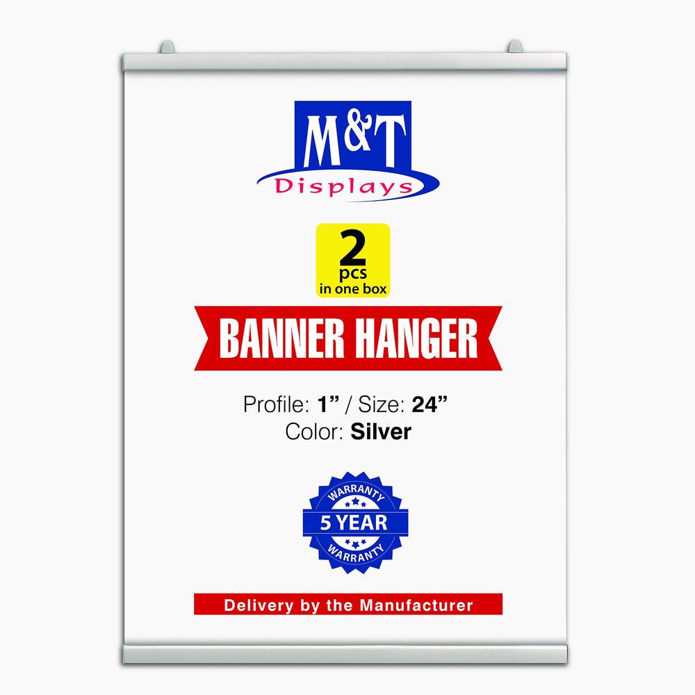 m&t displays newage snap poster banner clamp 24 inch silver 1" aluminum profile double sided reusable advertising brochure pa