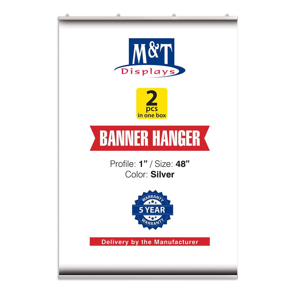 m&t displays newage snap poster banner clamp 48 inch silver 1" aluminum profile double sided reusable advertising brochure pa