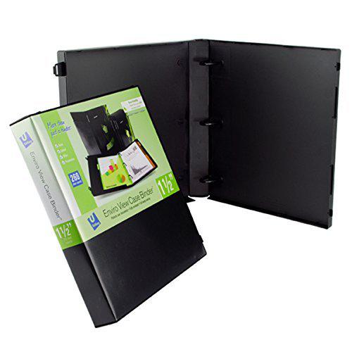 unikeep 3 ring binder - black - case view binder - 1.5 inch spine - with clear outer overlay - box of 15 binders