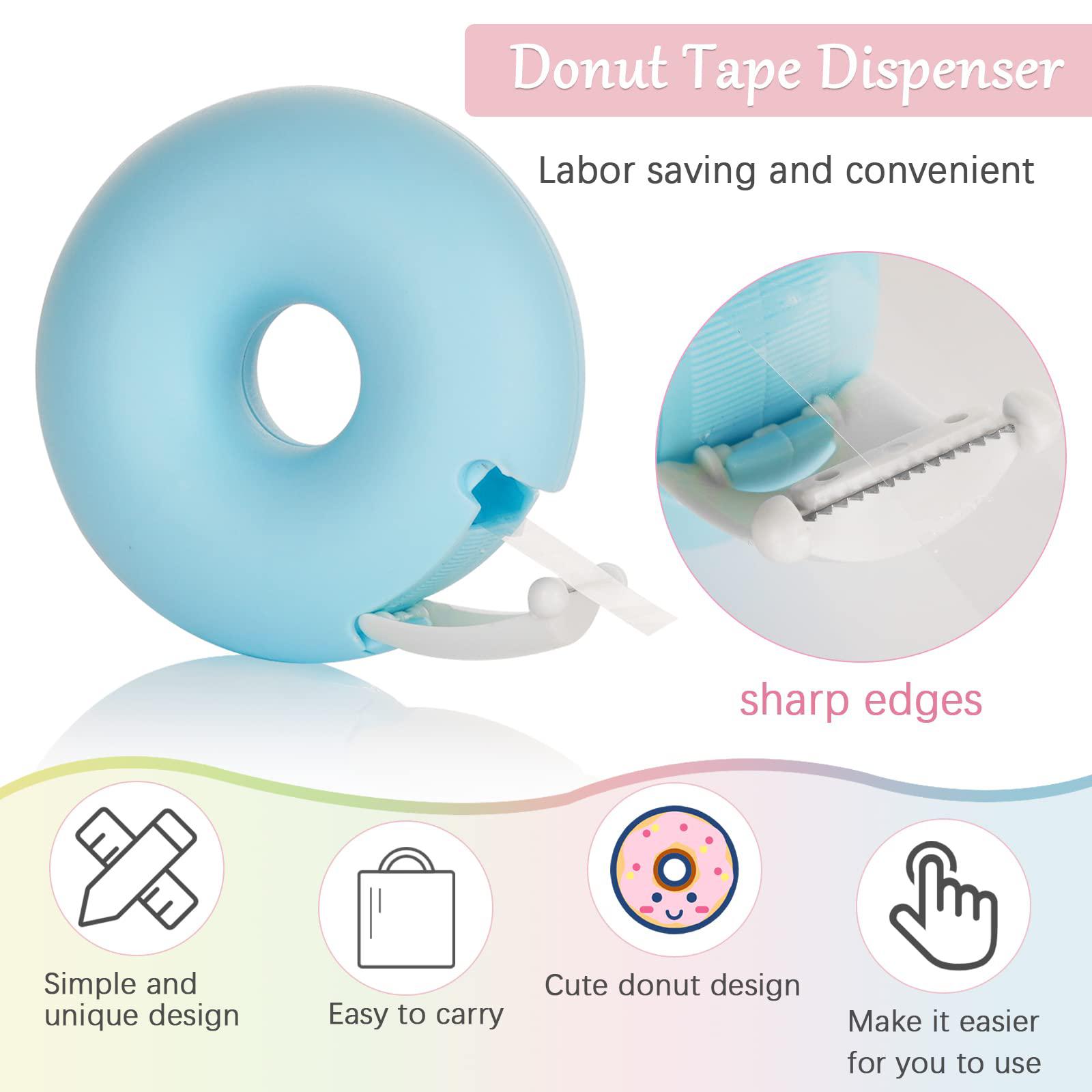 loghot plastic portable tape dispenser creative cartoon colorful roll tape organizer mixed color (4pcs donut)