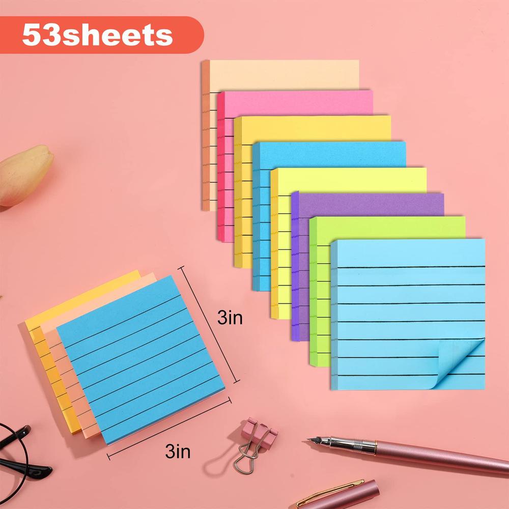 n\\\\a 32 pack lined sticky notes 3x3, lined sticky notes bright ruled ...