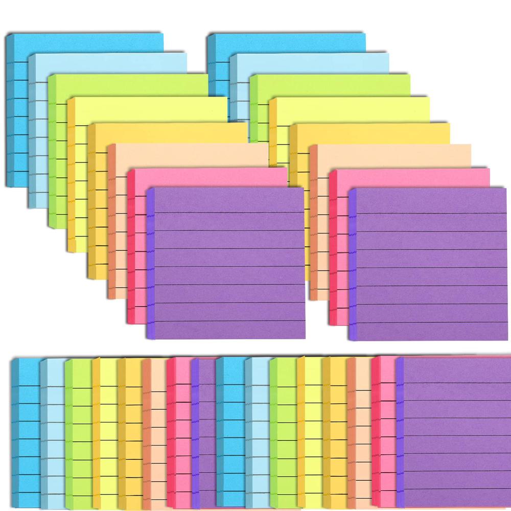n\\\\a 32 pack lined sticky notes 3x3, lined sticky notes bright ruled post stickies sticky notes self adhesive memo papers with lin
