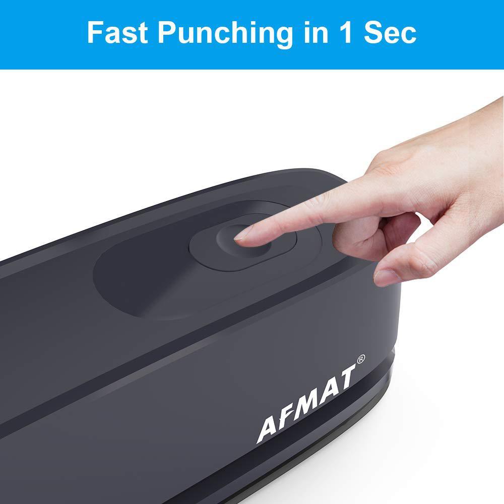 AFMAT 3 hole puncher for paper, afmat electric hole punch 3 ring, 20-sheet paper punch, ac or battery operated 3 hole puncher, effo