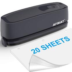 3 Hole Puncher for Paper, AFMAT Electric Hole Punch 3 Ring, 20-Sheet Paper Punch, AC or Battery Operated 3 Hole Puncher, Effortless Punching, Long