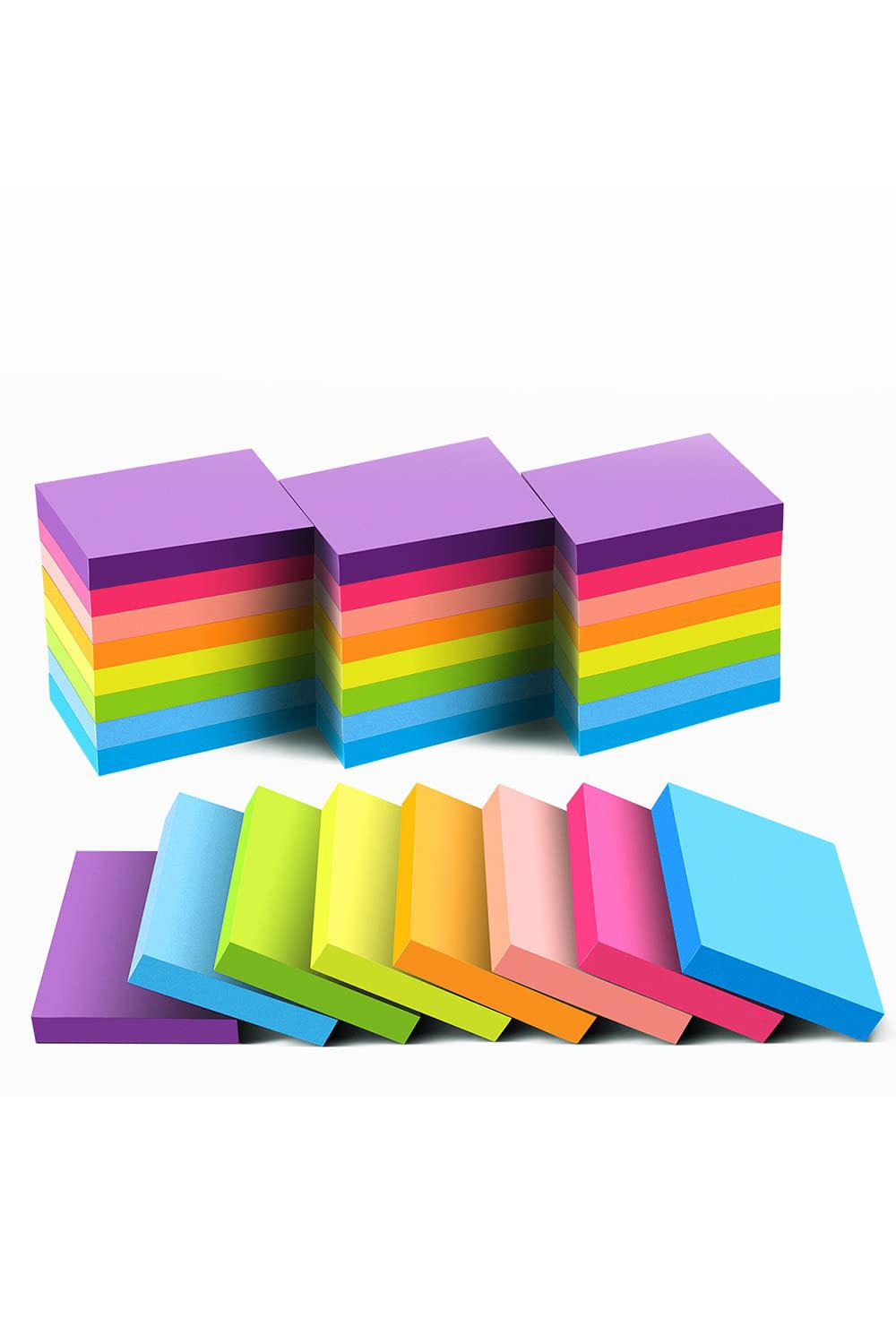 Vanpad sticky notes 1.5x2 inches, bright colors self-stick pads, 24 pack, 75 sheets/pad