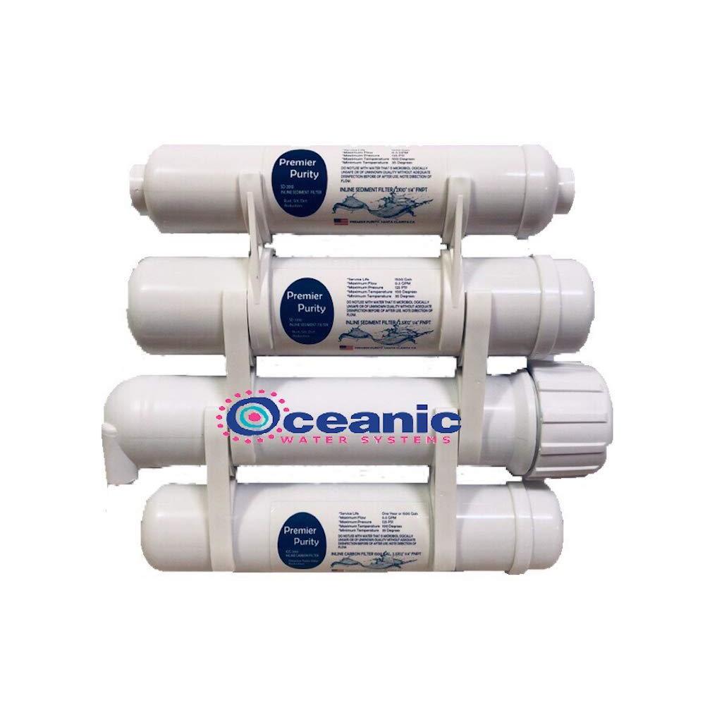 Oceanic Water Systems 4-stage portable heavy duty xl reverse osmosis water filter purification system | 100 gpd | 2.5" x 12" filters