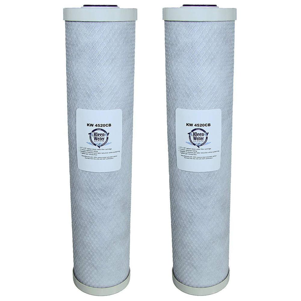 kleenwater 4.5 x 20 inch carbon block filter with polyphosphate for scale, corrosion and staining, compatible with aquios rcf