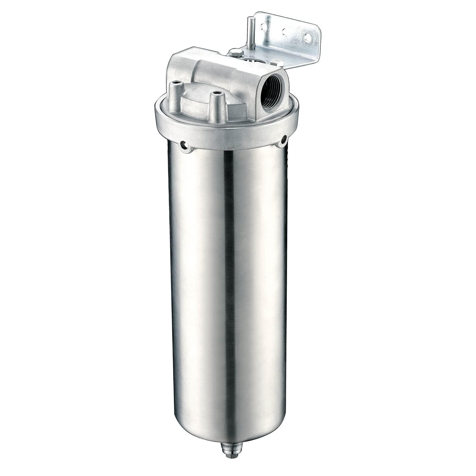 amwater nsf stainless steel filter housing for 10" filter cartridge, 3/4" npt water filter housing for whole house water puri