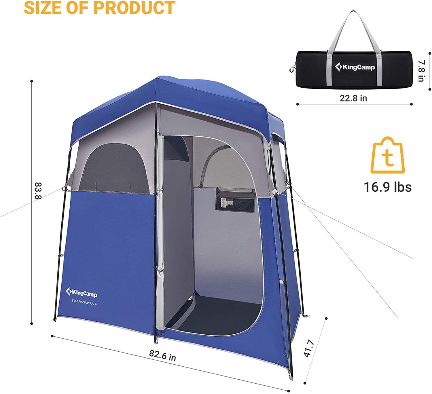 kingcamp outdoor privacy double shower tents dressing room portable shelter picnic fishing bathroom rain shelter with window 