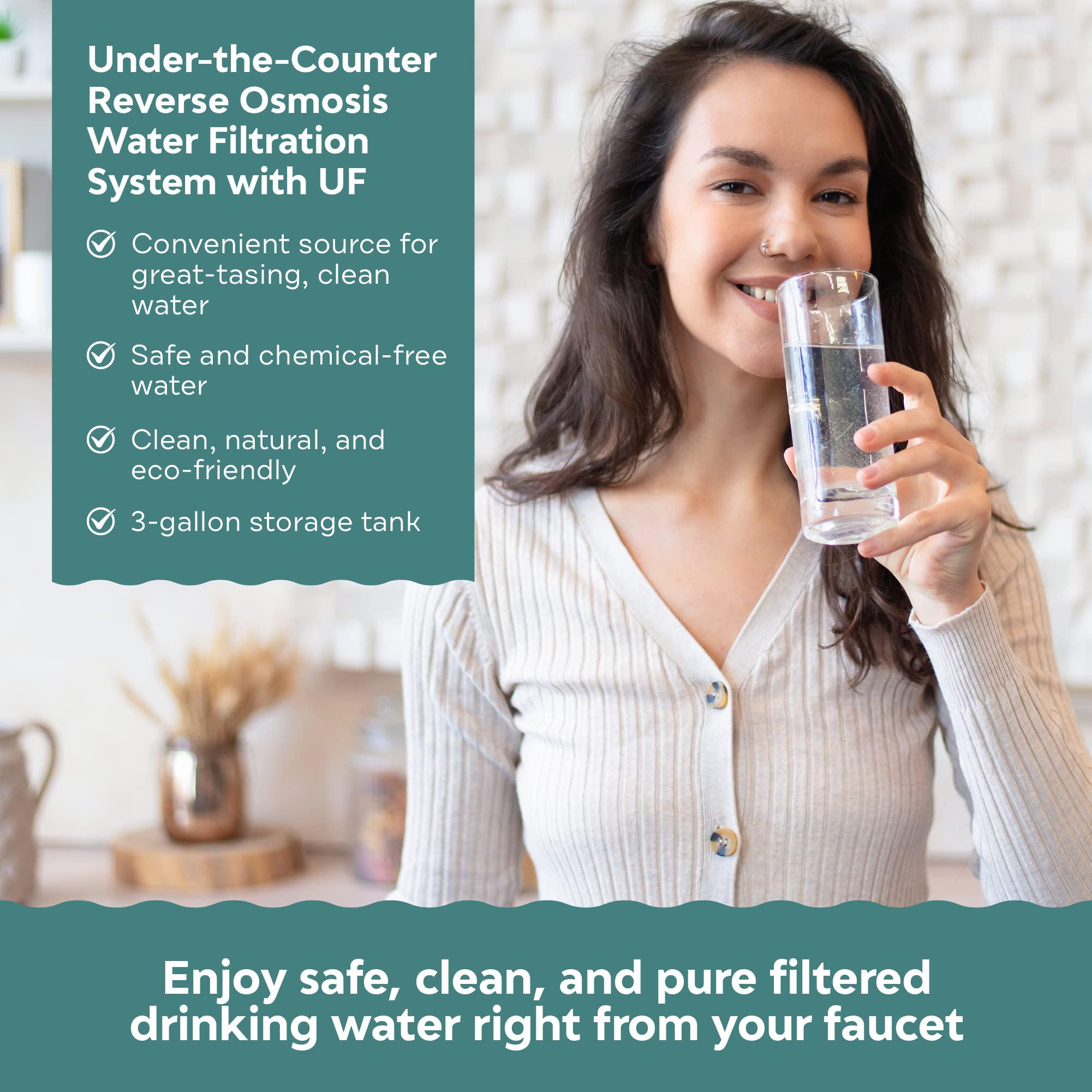 ami deluxe under-the-counter ro purifier system, reverse osmosis water filtration system with uf