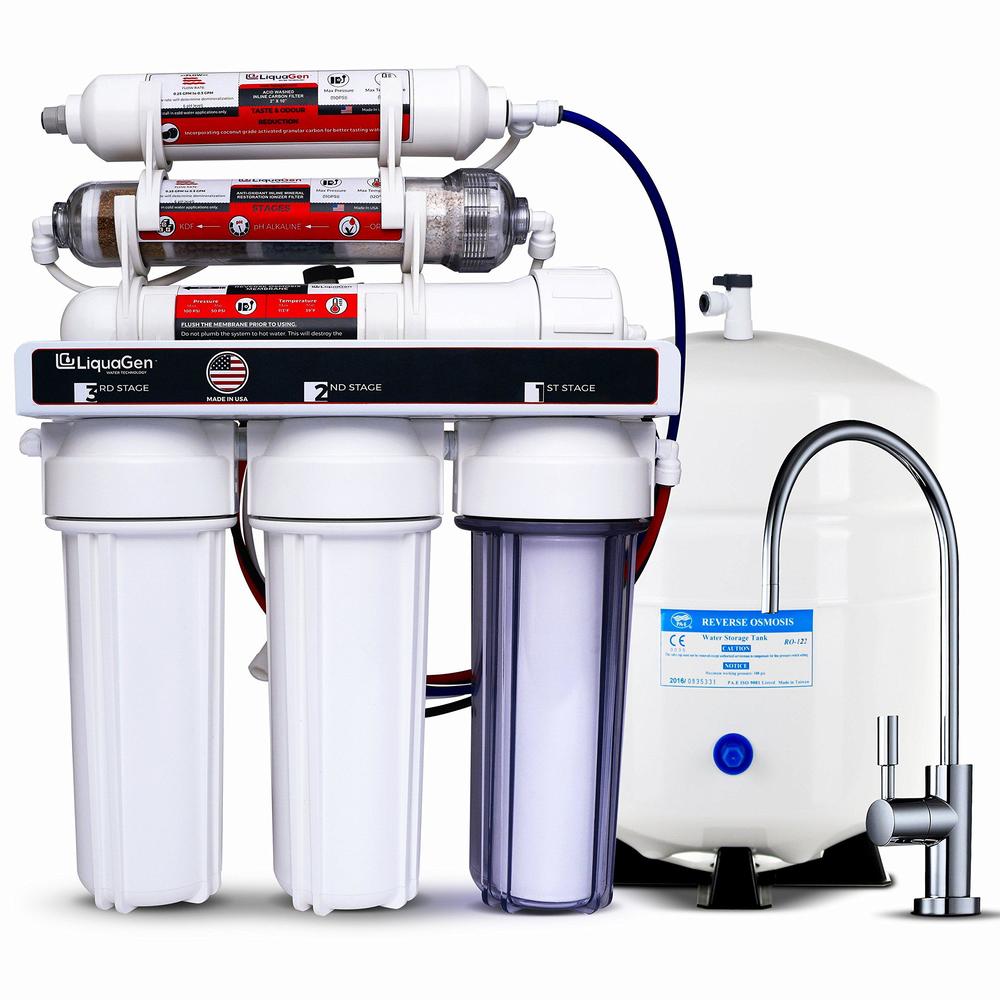 liquagen - residential under sink home drinking water reverse osmosis system (75 gpd) w/ph anti-oxidant mineral filter for al