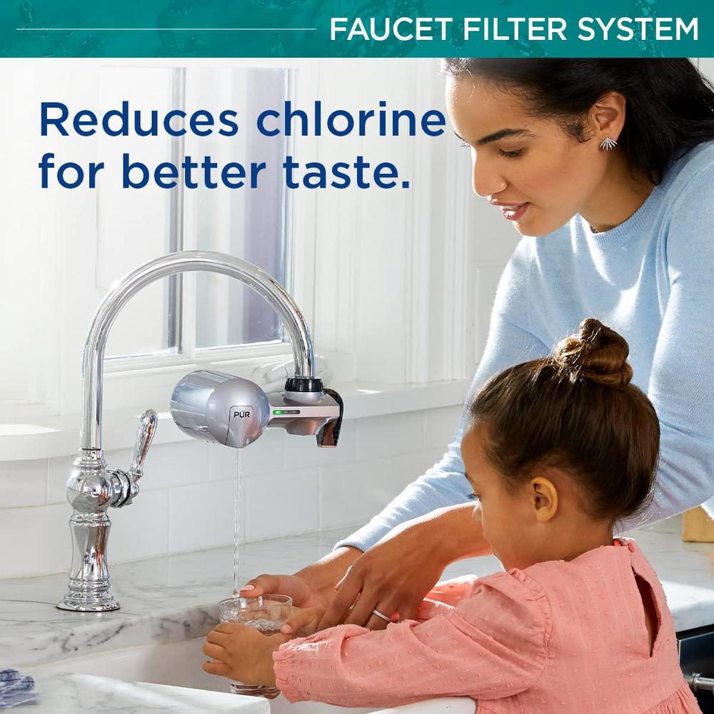 pur plus water filtration system, metallic grey - horizontal faucet mount for crisp, refreshing water, pfm350v