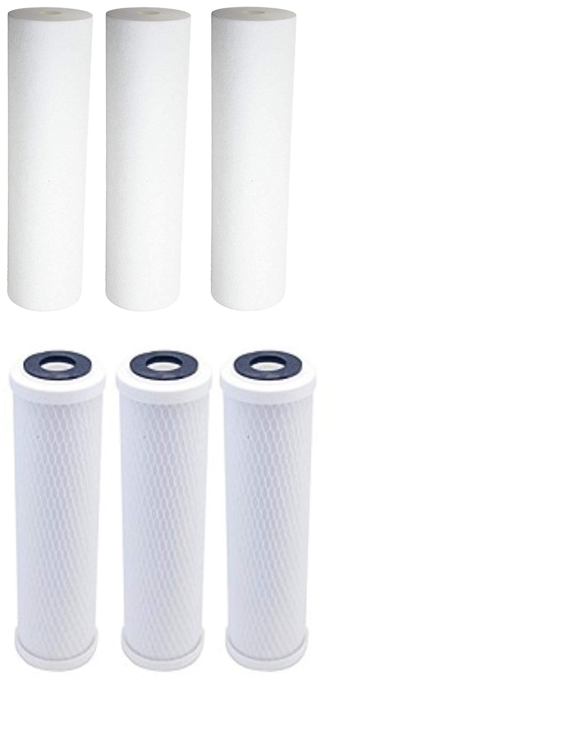 CFS COMPLETE FILTRATION SERVICES EST.2006 3-pack replacement filter kit for watts wp-2 lcv ro system - includes carbon block filter & pp sediment filter
