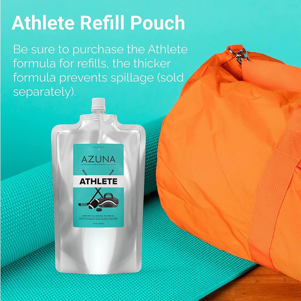 azuna all-natural odor remover gel, large gym bag | air purifier with tea tree oil | plant-based & long lasting | for smoke, 