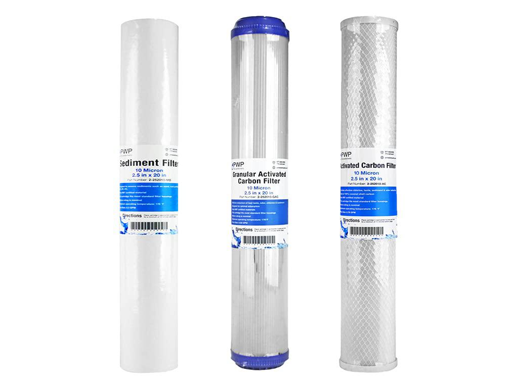 Pro Water Parts standard three stage water filter replacement kit 20" sediment, carbon, gac
