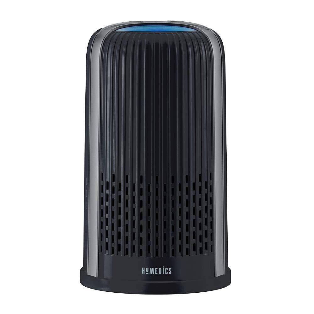 homedics 4-1 small air purifier with night light, essential oil tray, carbon odor filter, prefilter, ionizer and 360 degree h