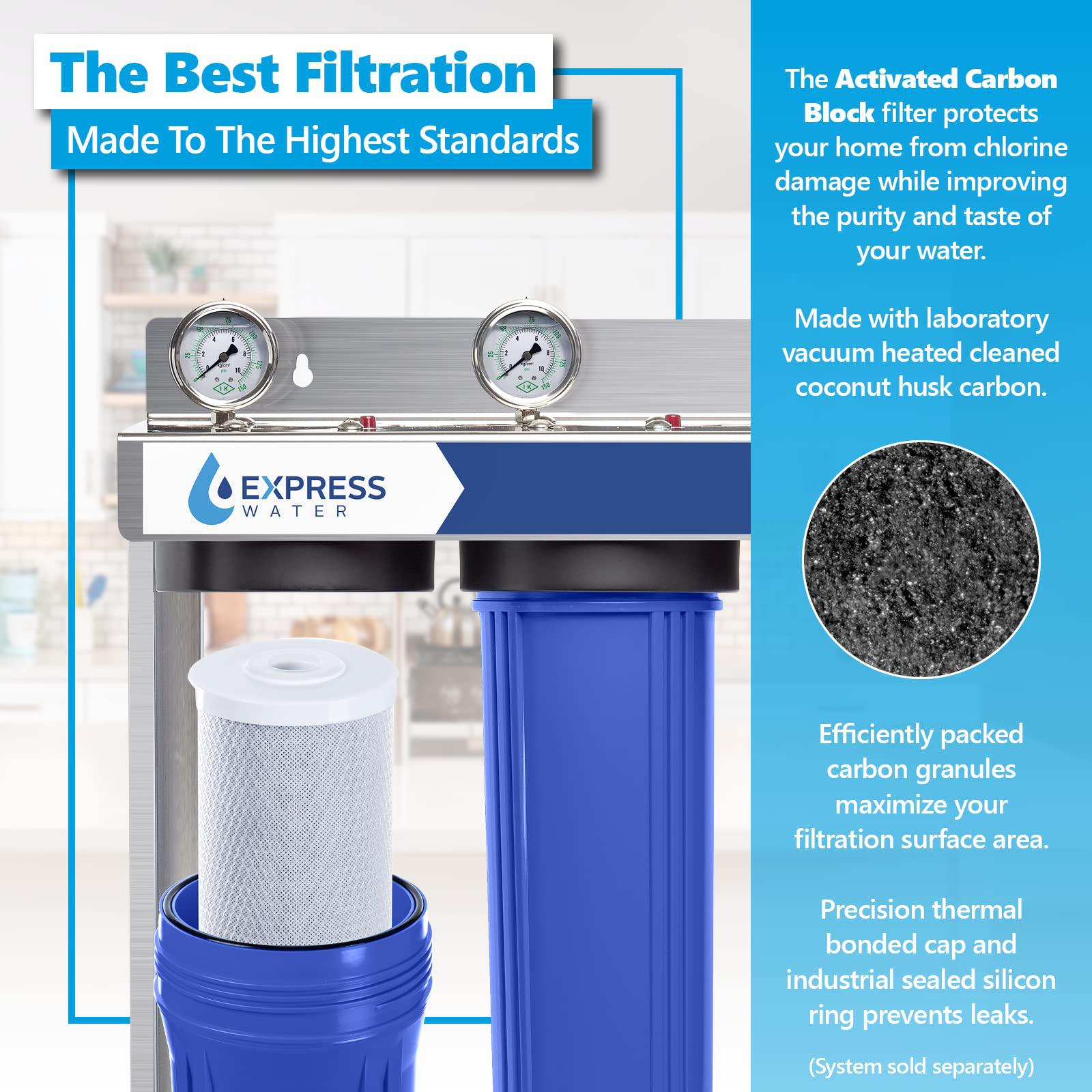 express water - 2 pack water filter activated carbon block replacement filter - acb large capacity water filter - whole house