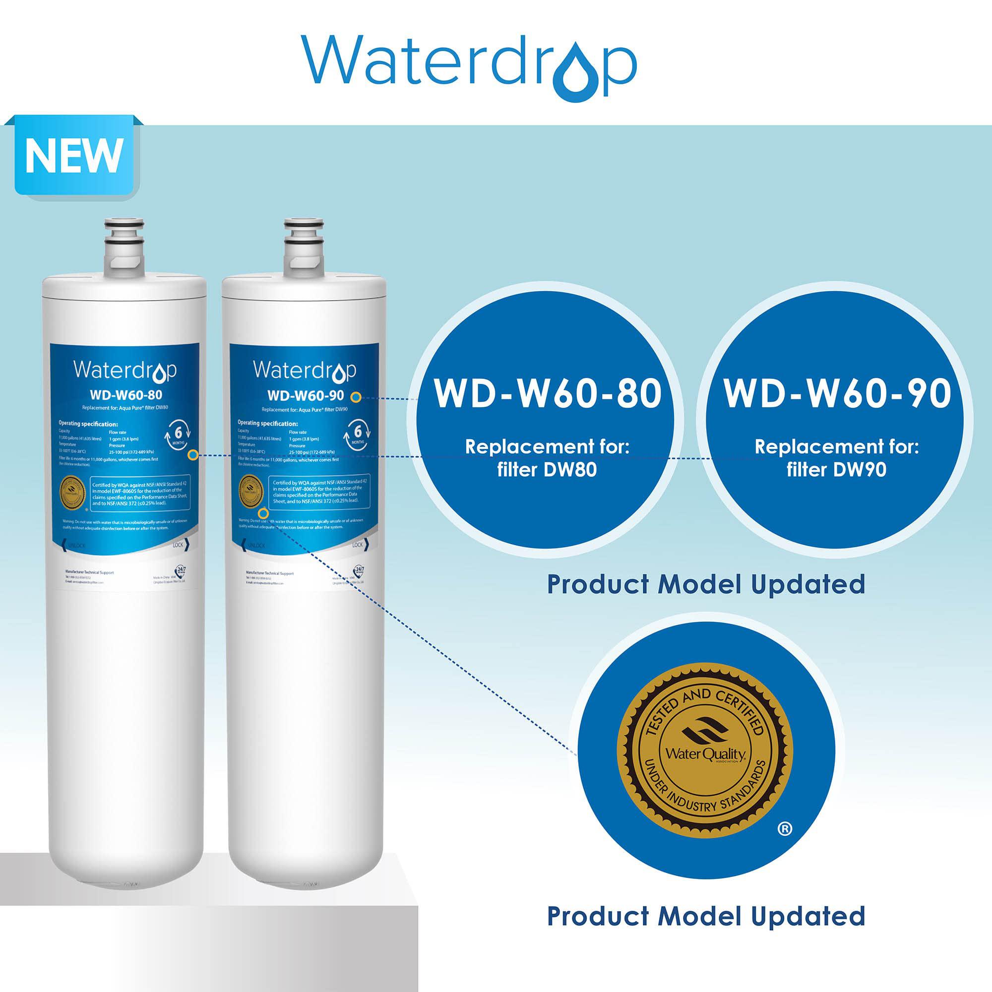 waterdrop dw80/90 under sink water filter, replacement for aqua-pure ap-dw80/90, ap-dws1000, kohler k-201-na, kohler k-202-na