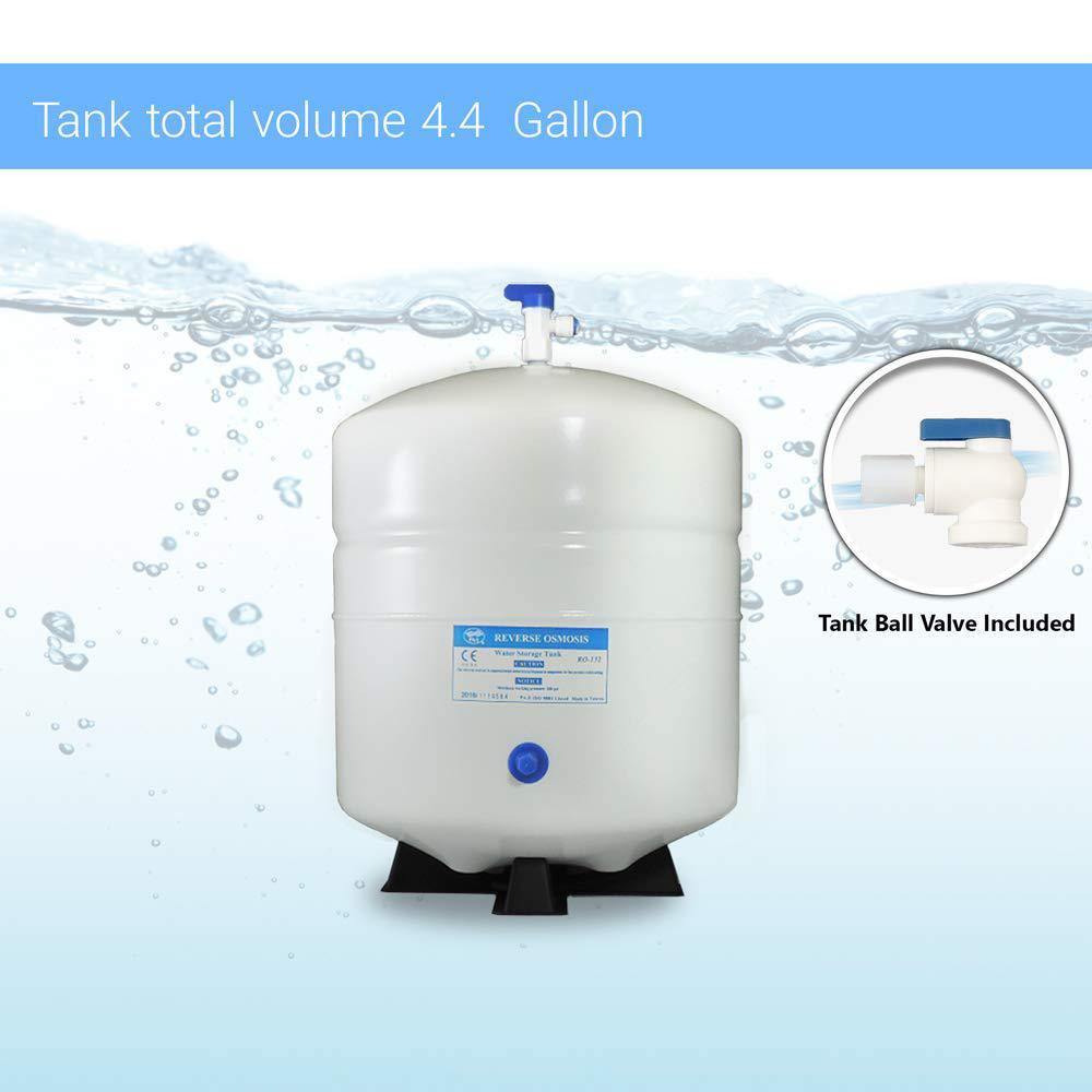 max water heavy duty 4.4 gallon @100 psi pressurized ro (reverse osmosis) water storage tank, pa-e ro-132 + valve