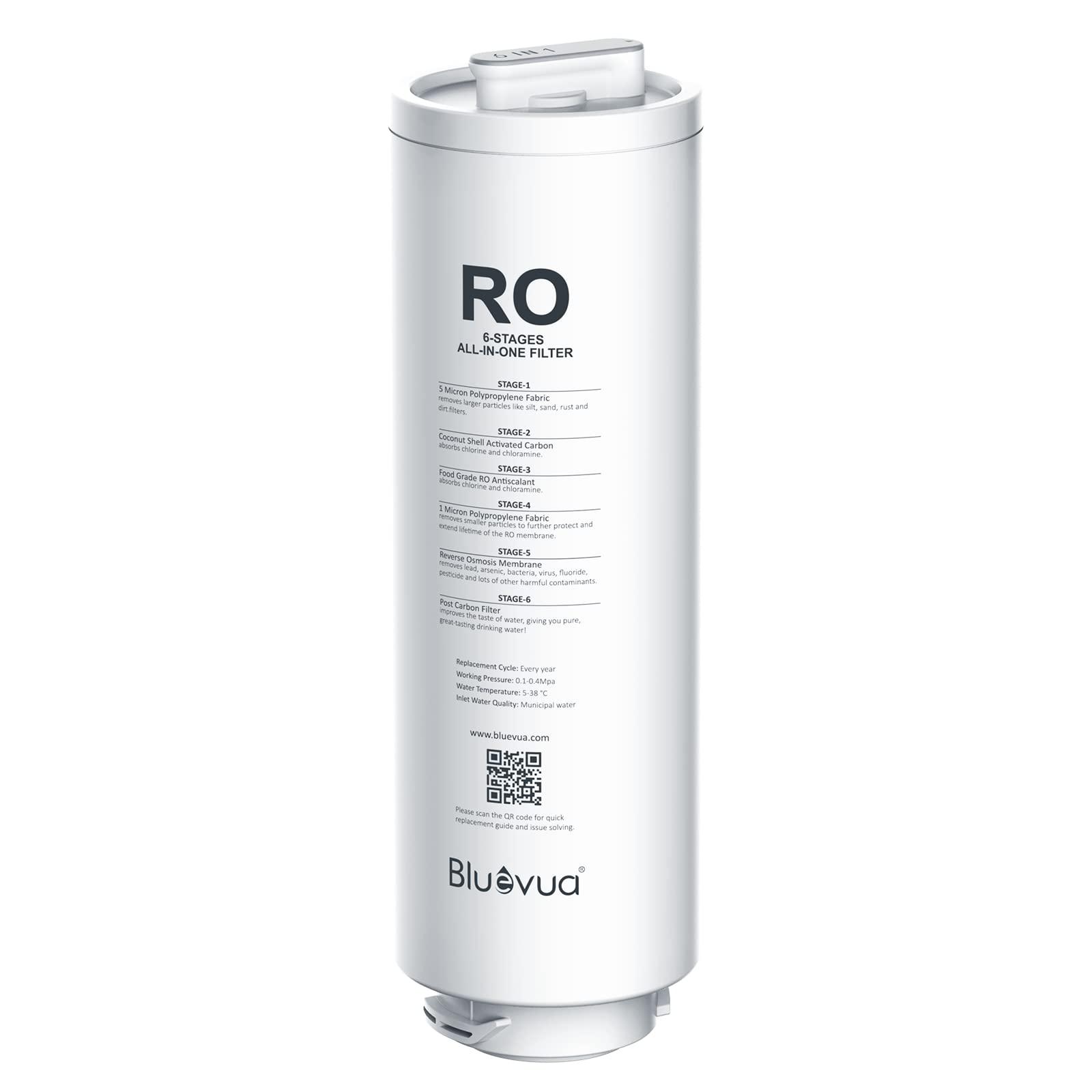 Bluevua reverse osmosis system countertop ro100ropot-lite replacement filter