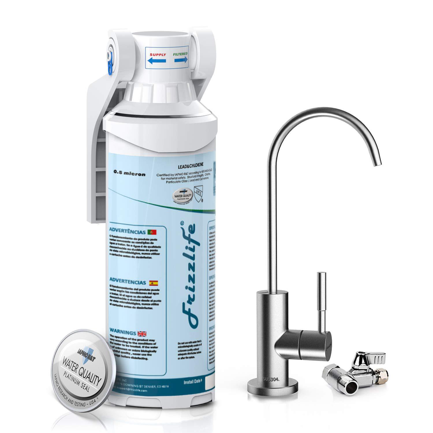 frizzlife under sink water filter-nsf/ansi 53&42 certified drinking water filtration system-0.5 micron removes lead, chlorine