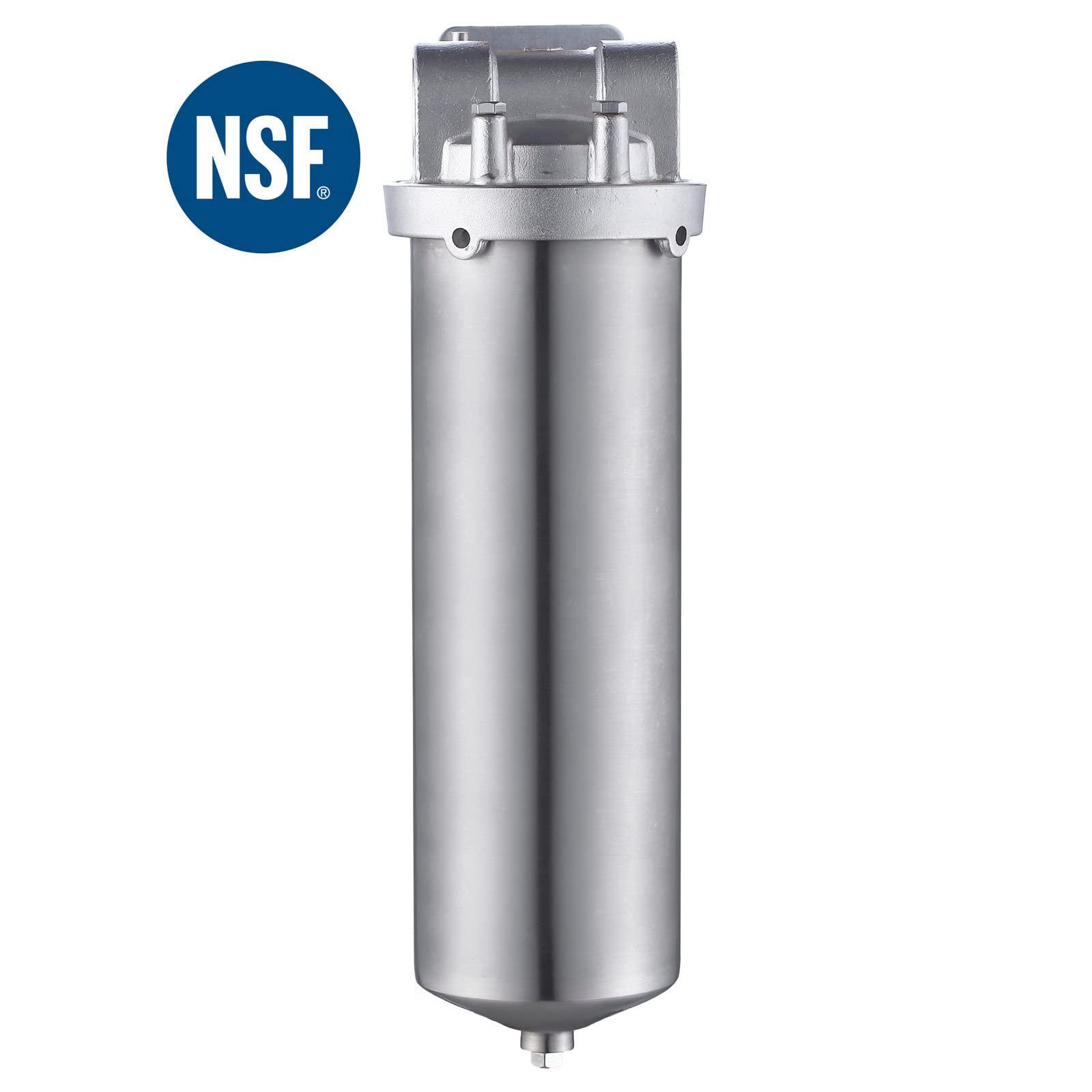 amwater nsf stainless steel filter housing for 10" filter cartridge, 1" npt water filter housing for whole house water purifi