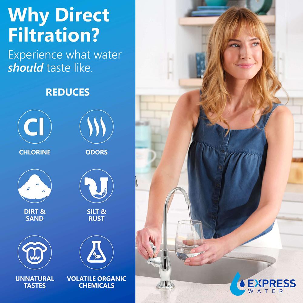 express water direct water filtration system - 3 stage direct water filter system with chrome faucet - under sink water filte