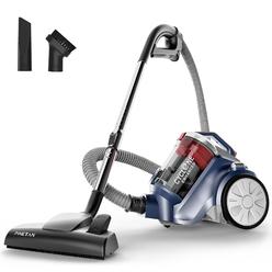 pinetan bagless cyclone canister vacuum cleaner, with cyclone filtration, lightweight design & powerful suction, multi-surfac