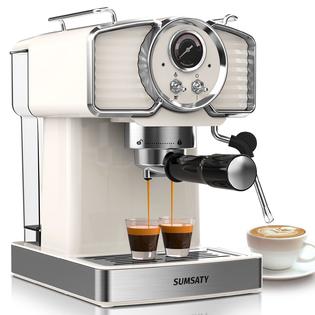 SUMSATY RNAB0BQ71GMQV sumsaty espresso coffee machine 20 bar, retro espresso  maker with milk frother steamer wand for cappuccino, latte, macchiato