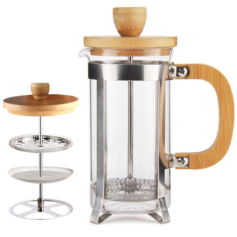 sivaphe 12 oz french press coffee/tea maker single cup espresso press stainless steel filter 0.35l high borosilicate carafe d