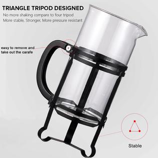 Yakalla RNAB086YJ8V9T french press coffee maker (34 oz) with 4 filters -  304 durable stainless steel,heat resistant borosilicate glass coffee press
