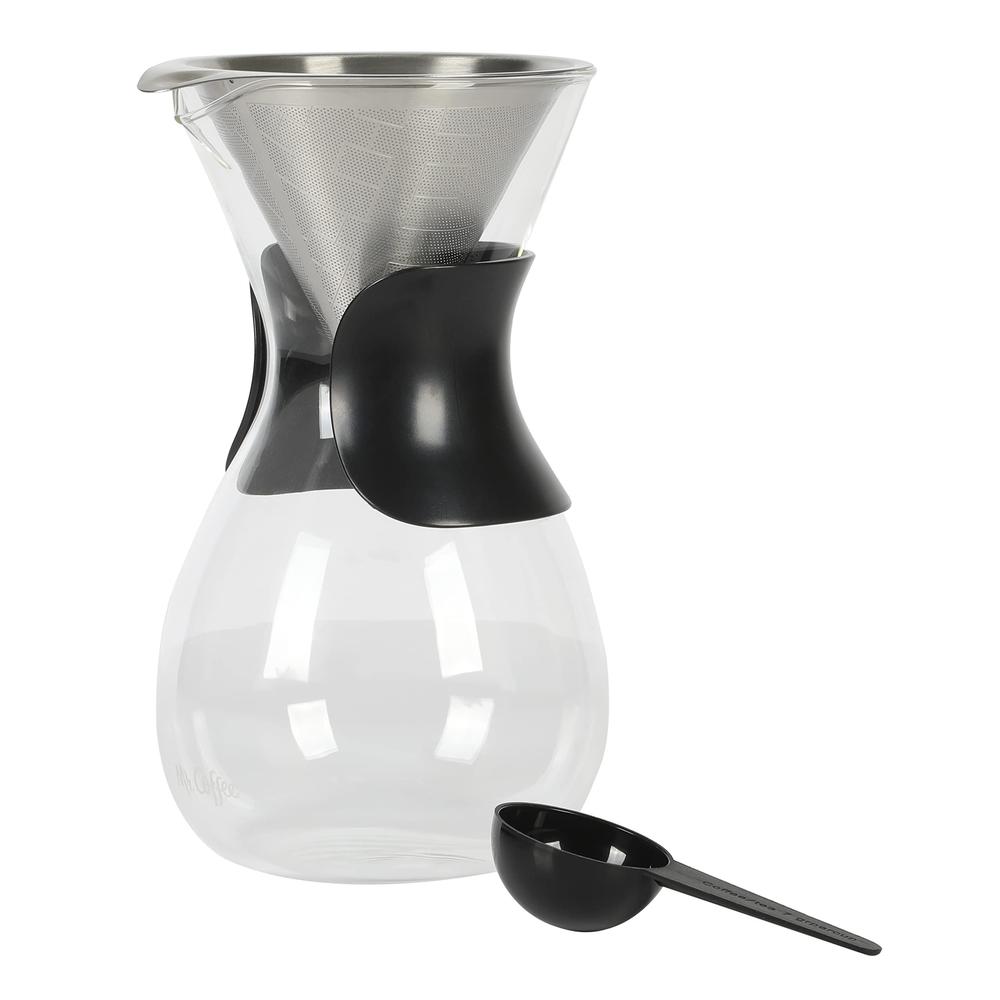 mr. coffee verduzco 3 piece 34 oz borosilicate glass pour over coffee maker w/hand guard