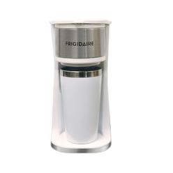 frigidaire stainless steel coffee maker - single cup with insulted travel mug ecmk095with 420ml capacity (white)