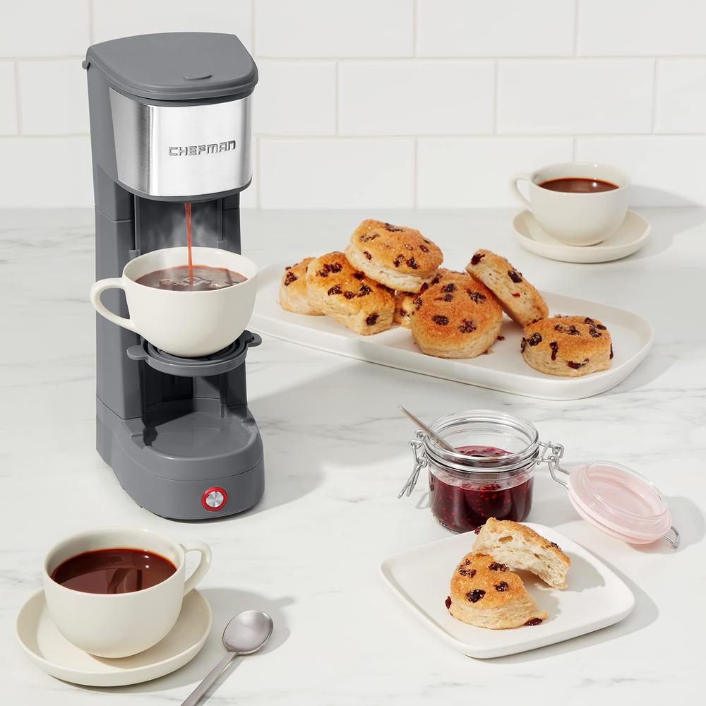 chefman instacoffee max, the easiest way to brew the boldest single-serve coffee, use fresh and flavorful grounds or k-cups w