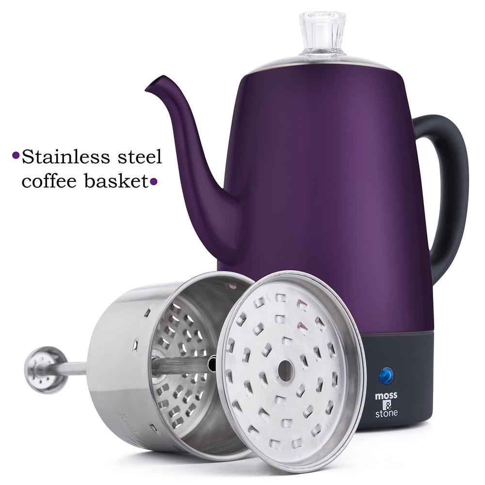 moss & stone electric coffee percolator | body with stainless steel ...