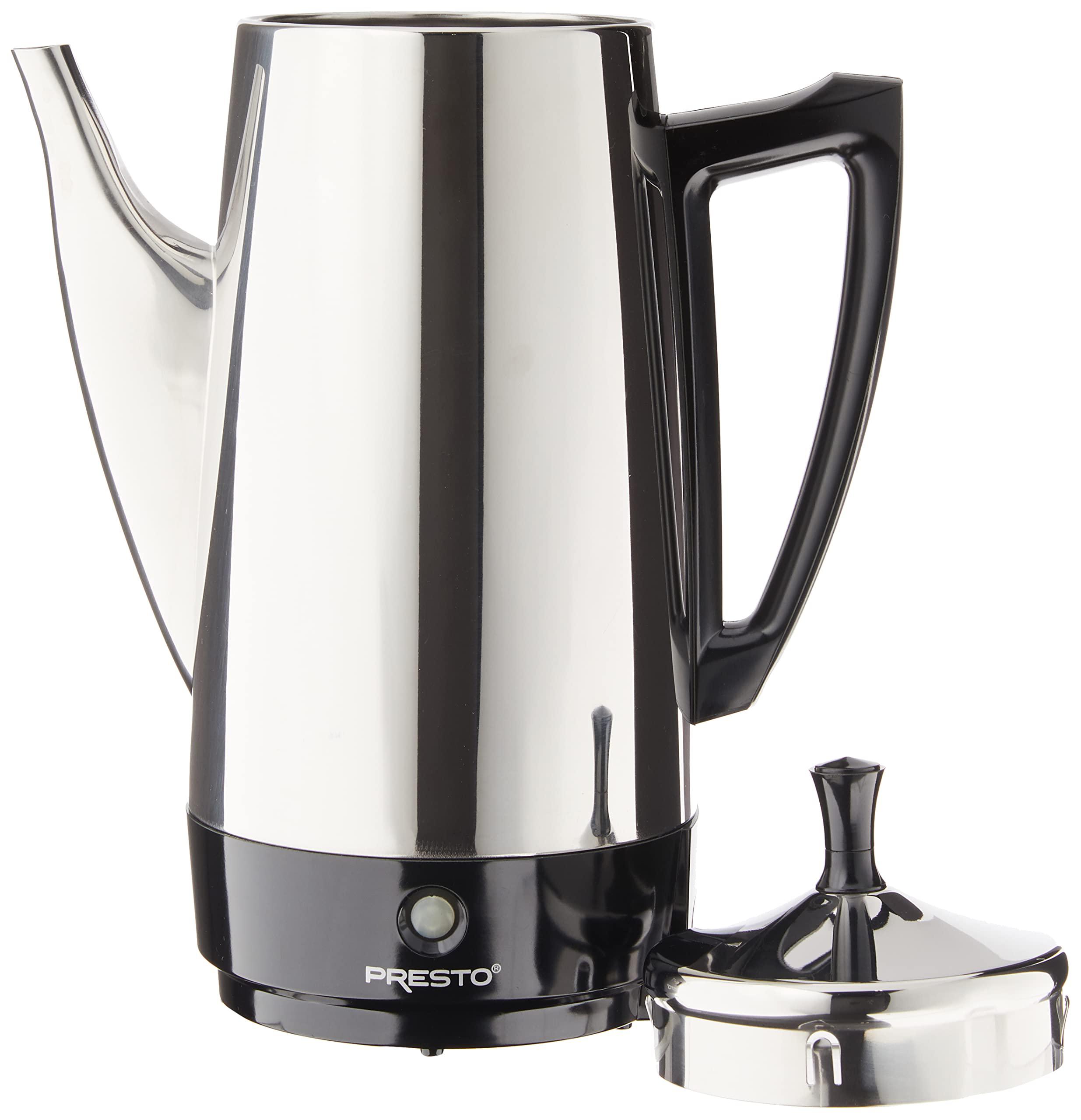 presto 02811 12-cup stainless steel coffee maker, 9.7"d x 13.1"w x 6.2"h