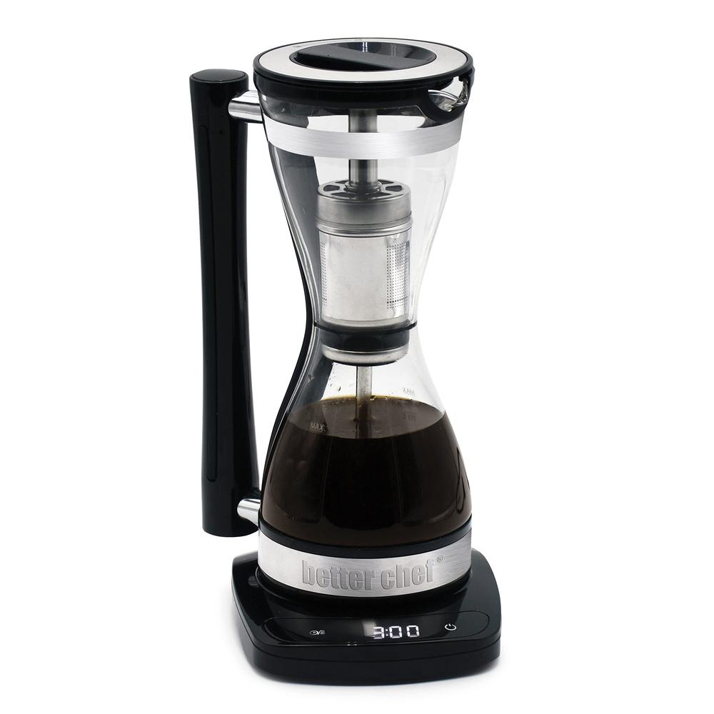 better chef electric siphon coffee maker | 8 oz single serve brewer | 3 brew strength settings | stainless steel permanent fi