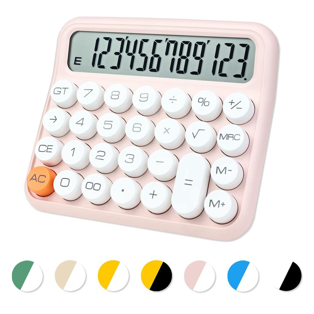 VEWINGL standard calculator 12 digit,desktop large display and buttons,pink calculator with large lcd display for office,school, home