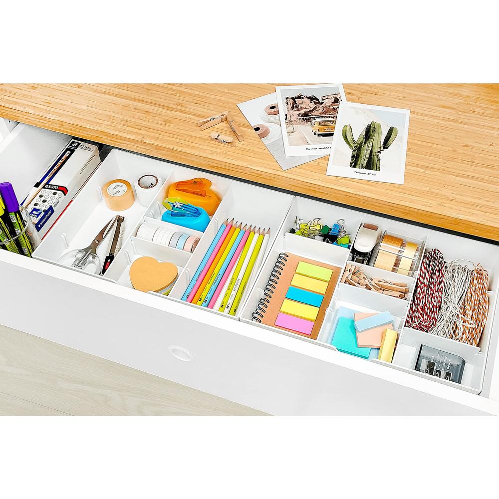caxxa 3 slot drawer organizer with 4 adjustable dividers - drawer storage 5 compartments junk drawer organizer for office des