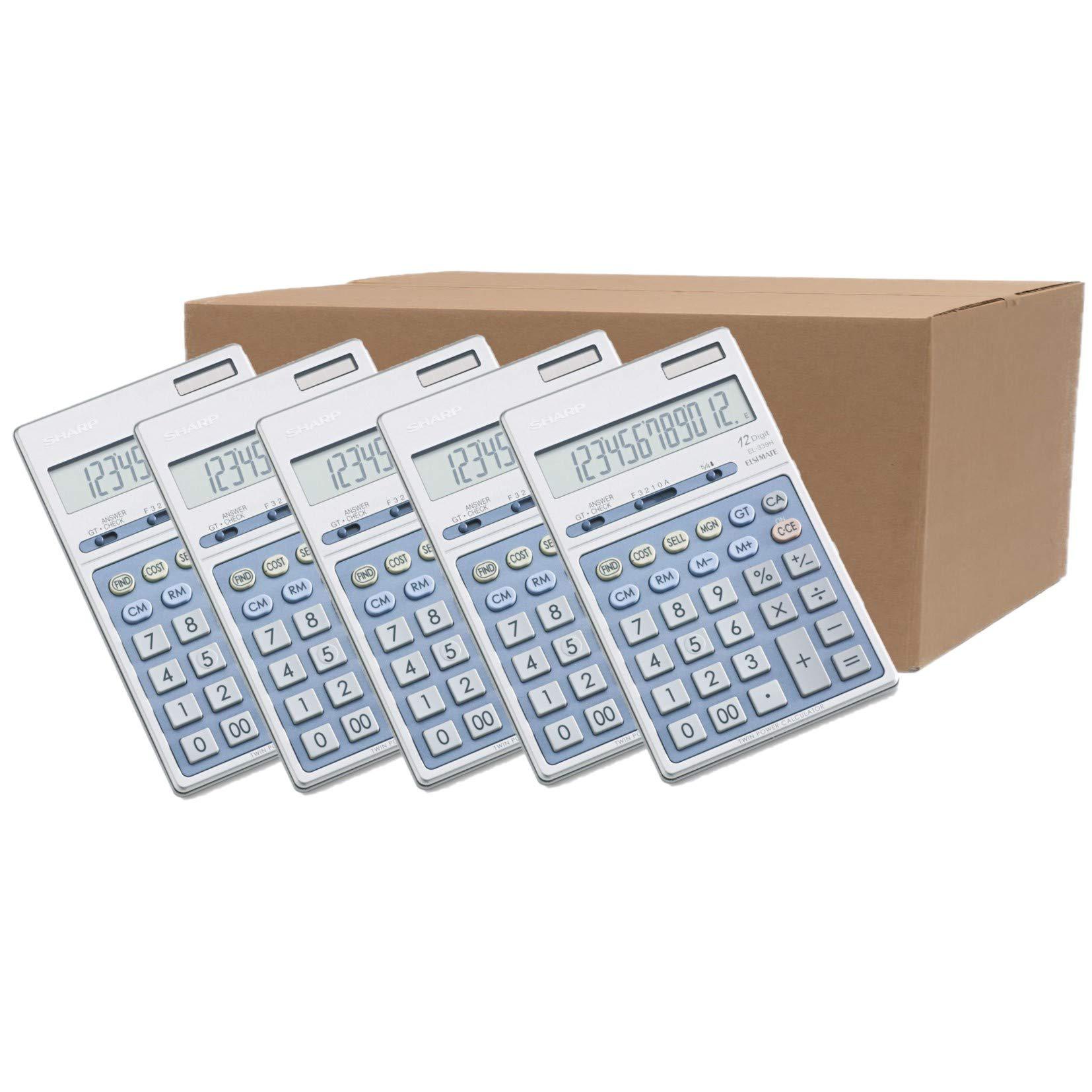 sharp el339hb semi-desk executive metal top 12-digit/carton of 5 calculators