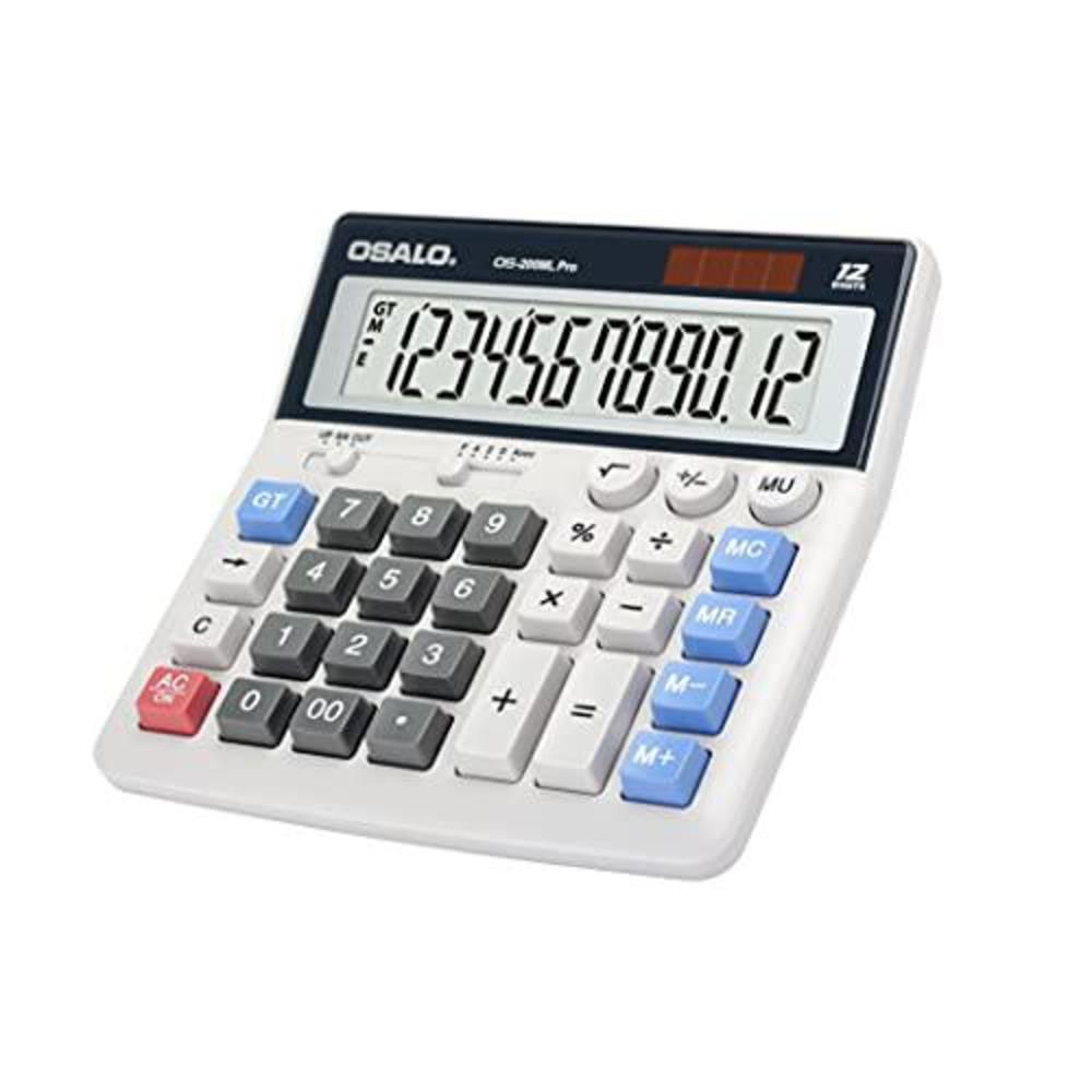 osalo desktop calculator extra large display 12 digits big buttons solar accounting calculator for office (os-200ml)
